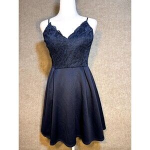 Charlotte Russe M Dress Navy Skater Baby Doll Sweetheart Fairy Prom Hoco‎